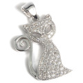 Vente en gros Lovely Cat Metal Rinestone Pendant Necklace Jewelry Gift